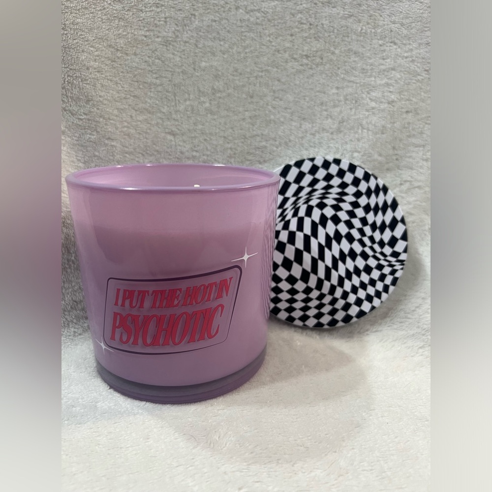 “I Put the Hot in Psychotic” Candle Pink Watermelon Scent Funny Gift Jar 13.5 oz